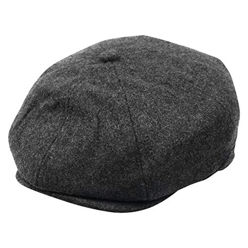 Hats of London Gorra para hombre Newsboy 8 Panel Baker Boy Flat Cap, Gris liso., L/XL