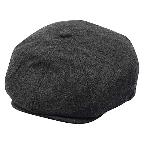 Hats of London Gorra para hombre Newsboy 8 Panel Baker Boy Flat Cap, Gris liso., L/XL