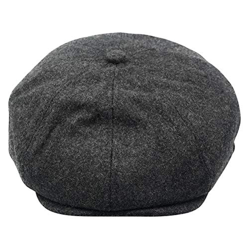 Hats of London Gorra para hombre Newsboy 8 Panel Baker Boy Flat Cap, Gris liso., L/XL