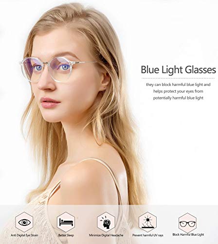 HBselect Gafas Luz Azul Gafas Ordenador Ojos Protección Contra La Luz Azul Ligera Montura Tr90 Gafas Con Filtro Azul Gafas Para Ordenador Tablets Móvil Televisión (Leopard + Blanco Transparente)