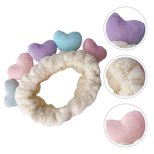 HEALLILY Maquillaje Hairbands Heart Cosmetic Headbands: 3 Unids Flannel SPA Head Diadema Pelo Wrap Hoops para El Baño de Ducha de Lavado