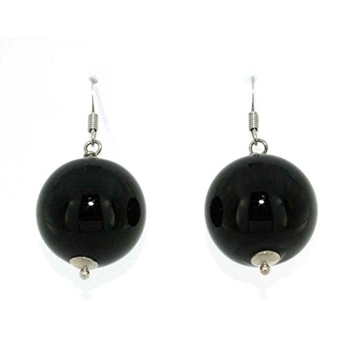 Hecho a mano pendientes cristal de Murano planetas negro Pluto, fabricado en Italia