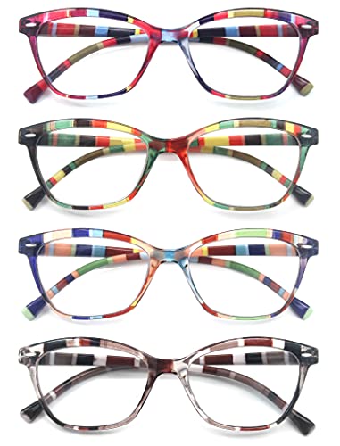 HEEYYOK 4 Gafas de Lectura Mujer Flexible Bisagra de Resorte Cat Eye Gafas para Leer Buena Vision Ligeras Comodas con Bolsa