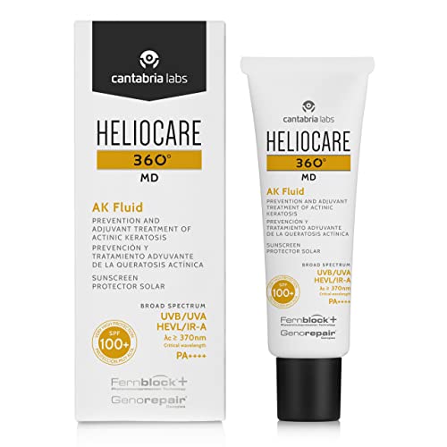 Heliocare 360º MD AK Fluid - Crema Solar SPF100+, Tratamiento Protector Adyuvante de las Queratosis Actínicas (AK) con Complejo Reparador, Fluida, 50ml