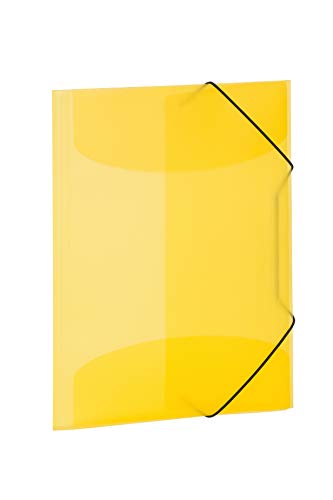 HERMA 19514 Carpeta de dibujo Translúcido en Amarillo, A3, plástico resistente, con 3 solapas interiores, carpeta de 1 palmo