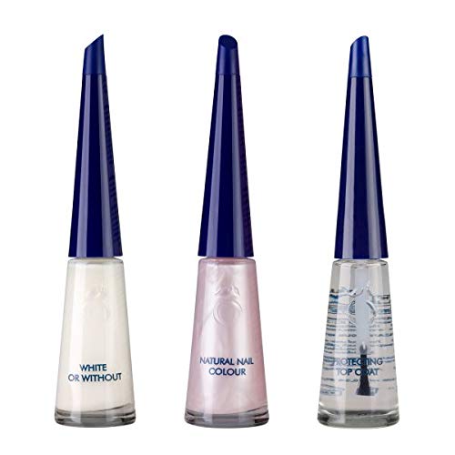 Herome - Set de Manicura Francesa Blanco Perlado, 3 x 10 ml | Kit Esmalte Manicura Francesa, Fórmula Fortalecedora Máxima Protección ante Desgarro, Uñas más Suaves