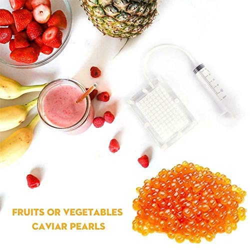 Herramienta de Esferificación de Caviar, Kit de Fabricante de Caviar,Kit de Gastronomía Molecular con Cuchara y Jeringa para Gastronomía Molecular 100 Agujeros