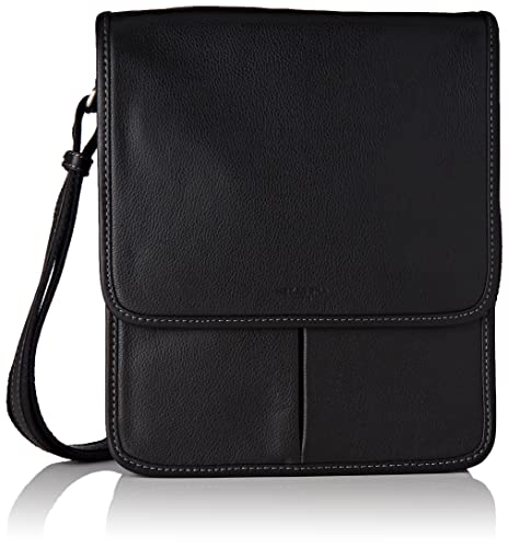 Hexagona Cuir de Vachette Grainé, Paris Hombre – Colección Confort – Negro – Piel de Vacuno granulada – 1 Correa Ajustable – Portadocumentos – Toalla Bolso, L : 20,5 x l : 4 x h : 17 cm