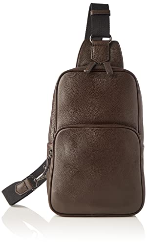 Hexagona Paris Individual-para Hombre-Colección Encore Oscuro Vacuno Flor de búfalo Bolso Bandolera Piel, Marron Foncé, Taille Unique