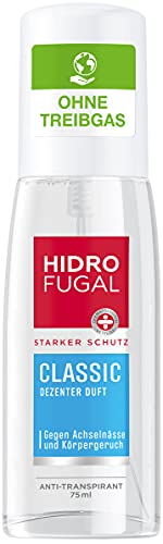 Hidrofugal Pulverizador clásico (75 ml), fuerte protección antitranspirante con aroma discreto, desodorante para una protección fiable sin alcohol etílico