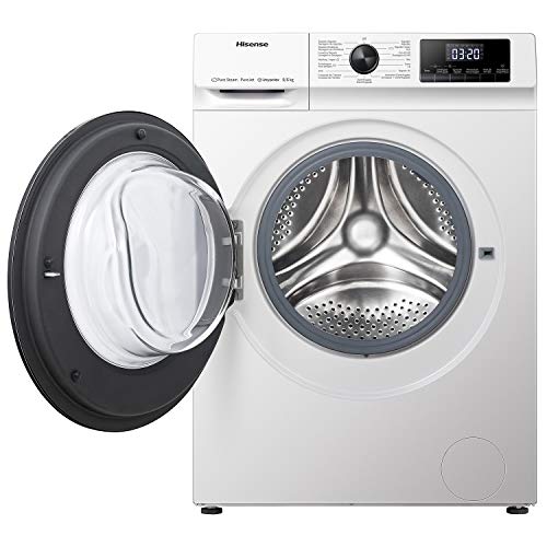 Hisense WDQY901428VJM - Lavadora Secadora 2 en 1 con Vapor, Carga Frontal 9 Kg Lavado, 6 Kg de Secado, 1400 rpm, Motor Eficiente Inverter, Sistema Antibalanceo, Puerta XL, Gran Display LED