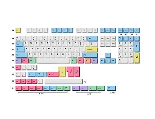 HK Gaming Teclas de sublimación de tinte - Perfil de cereza, teclas PBT gruesas para teclado mecánico (139 teclas, tiza)