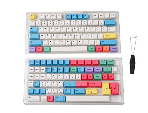 HK Gaming Teclas de sublimación de tinte - Perfil de cereza, teclas PBT gruesas para teclado mecánico (139 teclas, tiza)