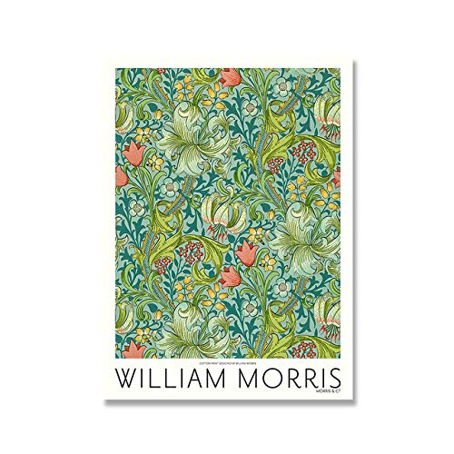 HNZKly William Morris Pintura Moda Flores Planta Poster William Morris Flor Planta Pared Arte Lienzo Arte Impresiones Vogue Living Habitación Decoracion 30x40cmx6 / Sin Marco Q61