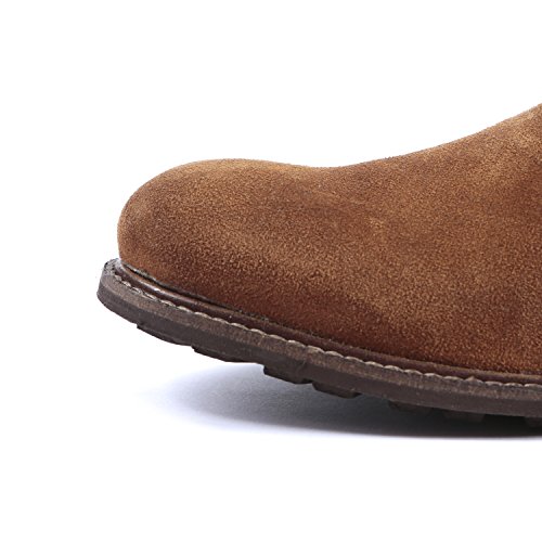 Hombre Gamuza De Cuero Estilo Chelsea Tobillo Botas Hecho A Mano Suela Piel - Hombre, Tostado, 11 UK / 45 EU