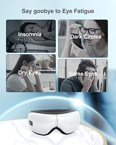 HOMIEE Masajeador de Ojos, con presión de Calor, vibración, Modo de presión de Aire, Plegable eléctrico, música de Bluetooth, Alivia eficazmente la Fatiga Ocular y Las ojeras Debajo de los Ojos