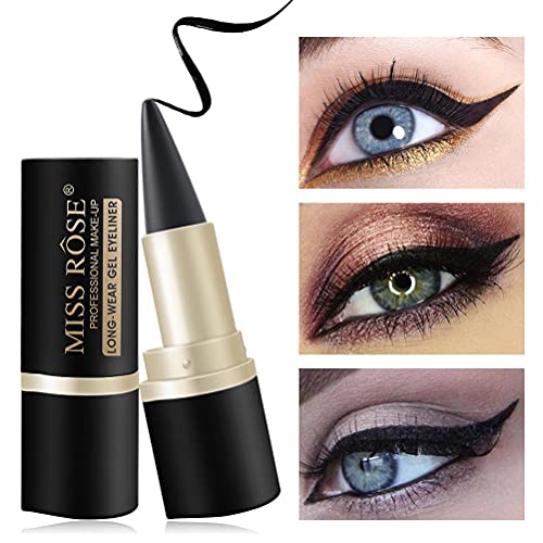 Hspemo Lápiz de sombra de ojos profesional, herramienta de maquillaje impermeable delineador de ojos gel negro duradero delineador de ojos adhesivo lápiz lápiz cosméticos accesorios