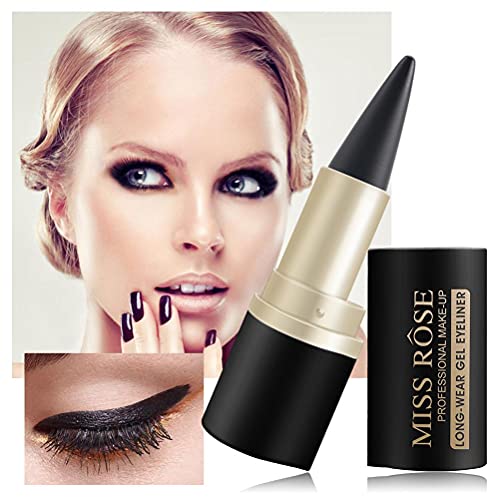 Hspemo Lápiz de sombra de ojos profesional, herramienta de maquillaje impermeable delineador de ojos gel negro duradero delineador de ojos adhesivo lápiz lápiz cosméticos accesorios