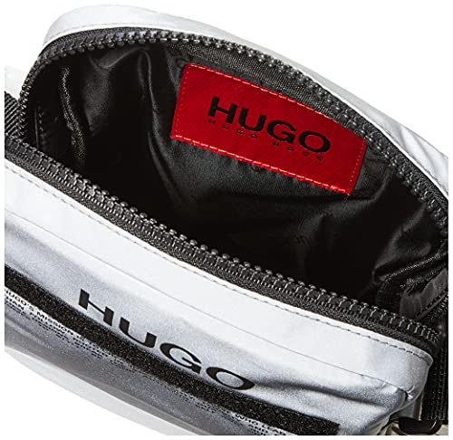 HUGO Onisi Record SP_NS - Bolsa cruzada con cremallera para hombre, color plateado