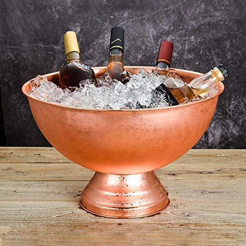 Ice Buckets Stainless Steel Champagne Pot Large 13.5L Rose Gold Champagne Plate for Parties/for Wine Cocktail and Garden Drinks Cooler Ice Buckets