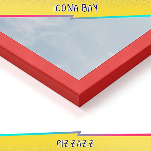 Icona Bay - Marcos para Fotos de 6 x 4, Marco de Madera Maciza de Color para Fotos, colección Pizzazz (Rojo, 1 Paquete)