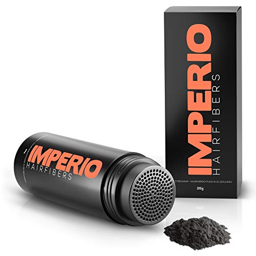 IMPERIO Fibras Capilares y Densificador de Cabello Algodón natural. Llena y engrosa su Cabello - Microfibras en Polvo - Para Mujeres y Hombres - 26g (Negro)