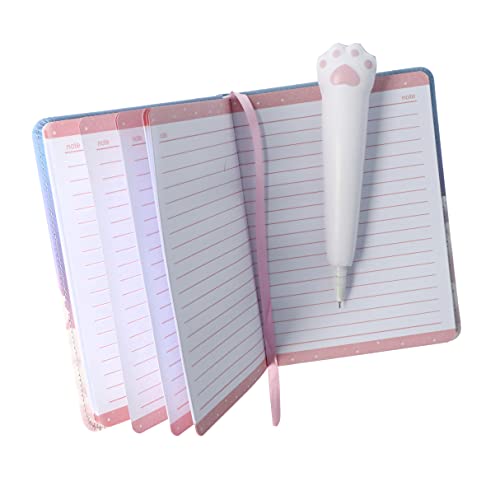 INCA. Set Cuaderno de notas pequeño + Boligrafo de gatito blando. Diario secreto niña. Regalo niña. Papelería bonita. Bloc de notas niñas.Libreta bonita para escribir