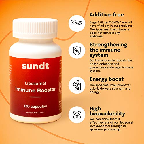 Inmuno-Booster liposomal en cápsulas para un refuerzo inmunológico extra - 120 cápsulas - 60 aplicaciones - Sin OGM - Hecho en la UE - Sundt Nutrition® Suplemento alimenticio