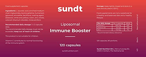 Inmuno-Booster liposomal en cápsulas para un refuerzo inmunológico extra - 120 cápsulas - 60 aplicaciones - Sin OGM - Hecho en la UE - Sundt Nutrition® Suplemento alimenticio