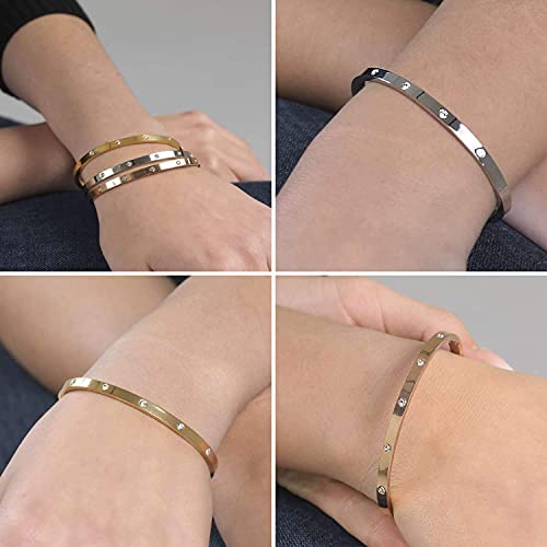 inSCINTILLE Pulseras Rìgidas Acero Inoxidable con Puntos de luz en Zirconia Cúbica (Plata)