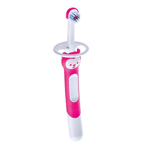 Intrucciones en lengua extranjera - Mam Training Brush - Cepillo de dientes para niños con mango largo, 5 meses, color rosa