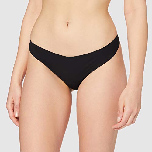 Iris & Lilly Calzoncillo Tanga de Microfibra Mujer, Pack de 5, Negro (Black), M, Label: M