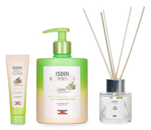 Isdin BodySenses RITUAL REVITALIZANTE con Té Matcha: Loción Corporal 500ml + Crema de manos 30ml + Obsequio Ambientador con barritas aromáticas (aroma Té Matcha)