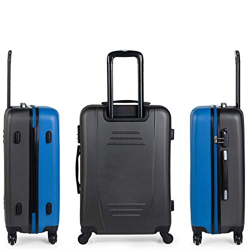 ITACA - Maleta de Viaje Rígida 4 Ruedas Trolley 65 cm Mediana de ABS. Práctica Cómoda y Ligera. Calidad Marca y Confianza. Estudiantes y Profesionales. 71160, Color Azul-Antracita