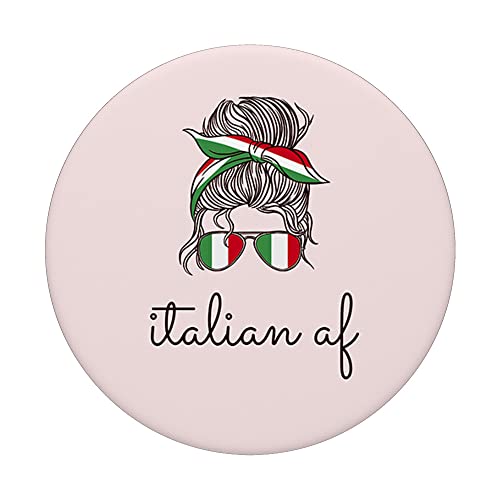 ITALIANO AF Mujer Messy Bun Gafas De Sol Divertidas Bandera De Italia Meme PopSockets PopGrip Intercambiable