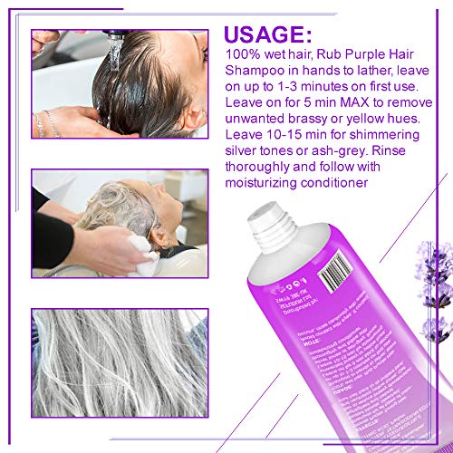 J TOHLO Purple Shampoo Blonde Shampoo Puede Eliminar el Tono Amarillo Cobrizo y Aclarar el Rubio Platino Dorado Gris Ahumado Plata y Ceniza De Parabenos Tinte Para el Cabello Sin Sulfato