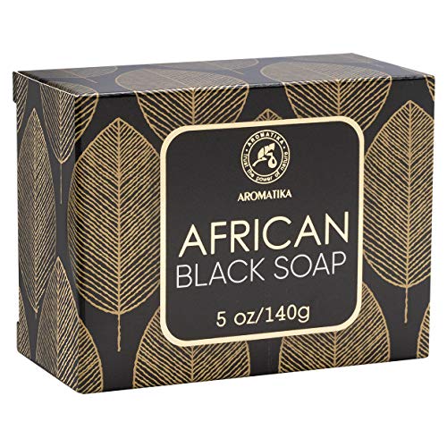 Jabón Negro Africano 140g - Hidratante - Nutritivo - Jabón Negro Africano 100% Crudo Natural con Manteca de Karité & Aceite de Coco para Todos los Tipos de Piel - Ingredientes Naturales