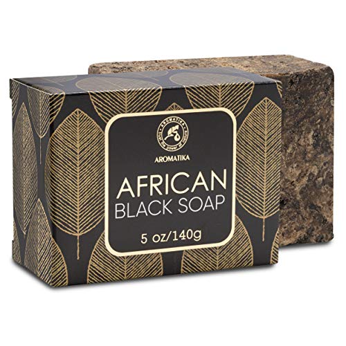 Jabón Negro Africano 140g - Hidratante - Nutritivo - Jabón Negro Africano 100% Crudo Natural con Manteca de Karité & Aceite de Coco para Todos los Tipos de Piel - Ingredientes Naturales