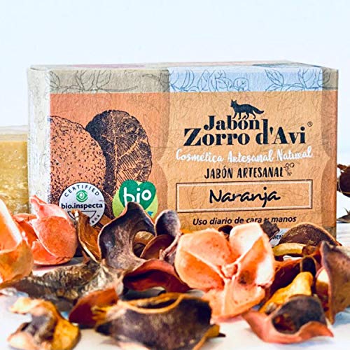 Jabón Zorro D’Avi | Jabón Natural Ecológico de Naranja | 120 gr | Nutritivo e Hidratante | Jabón Biodegradable Zero Waste | Jabón De Manos y Facial | Fabricado en España