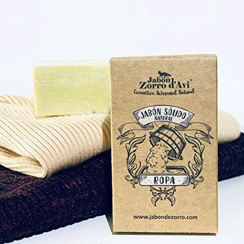 Jabón Zorro D’Avi | Jabón Sólido Natural y Biodegradable para Ropa | 120 gr | Jabón Neutro Sólido para Lavadora | Apto para Todo Tipo de Prendas | Fabricado en España