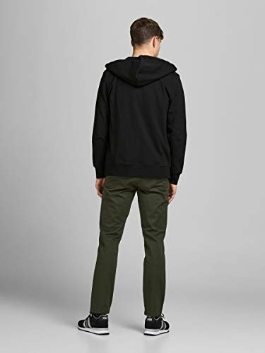 Jack & Jones Jjebasic Noos-Sudadera con Capucha y Cremallera Cárdigan, Negro/Ajuste: reg, L para Hombre