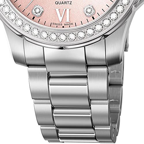 JAGUAR Reloj Modelo J892/2 de la colección Woman, Caja de 34,5 mm Rosa con Correa de Acero para señora