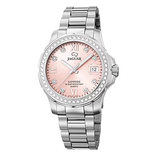 JAGUAR Reloj Modelo J892/2 de la colección Woman, Caja de 34,5 mm Rosa con Correa de Acero para señora