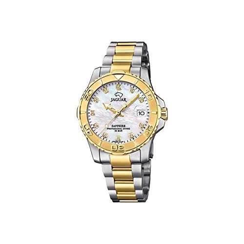 JAGUAR Reloj Modelo J896/3 de la colección Woman, Caja de 34 mm Blanco con Correa de Acero Bicolor para señora