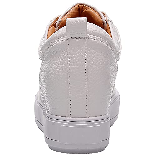 Jamron Mujer Suave Cuero de Imitación Talón de Cuña Oculta Zapatillas Confortable con Cordones Casual Zapatos de Deporte Blanco SN2520 EU40