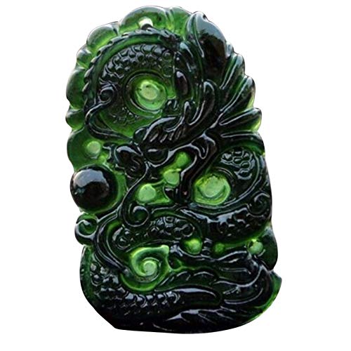 Jannyshop Colgante de Jade Verde Negro Natural de China Adornos de Escritorio de Jade para el Estudio de Artesanías de Oficina Buena Suerte Amuleto