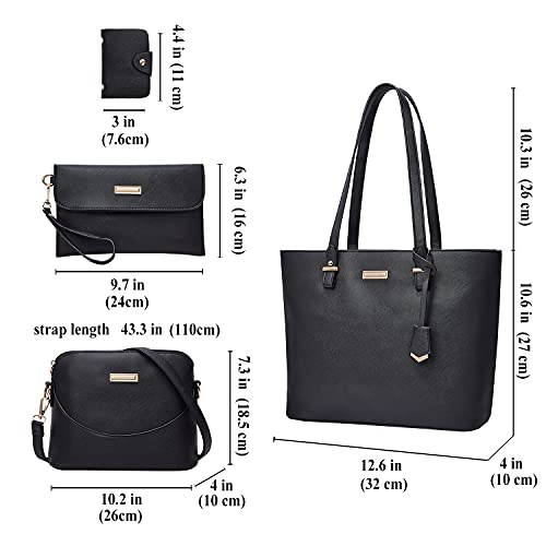 JBTFFLY Carteras y bolsos de mano para mujer Bolsos de hombro vintage Bolsos de noche，Juego de cuatro piezas，1-1 Negro