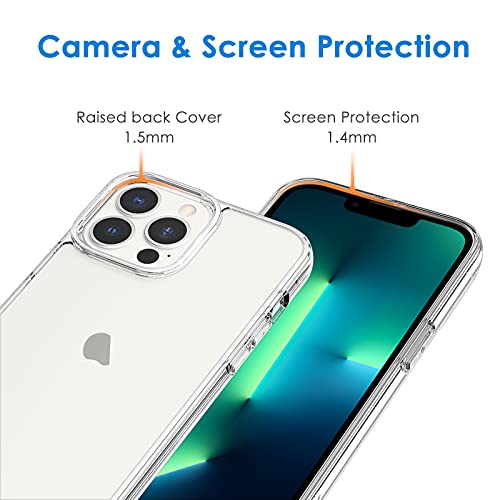 JETech Funda Compatible con iPhone 13 Pro MAX 6,7 Pulgadas, Carcasa de Parachoques Prueba Golpes, Respaldo Transparente Antiarañazos (HD Clara)