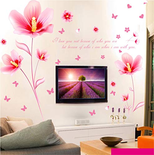 JKJND Engomadas De La Pared De La Pared De Tv Pegatinas De Pared Decorativos Pintura De Color Rosa Fragante Florido Etiqueta De La Pared Del Sofá Del Dormitorio De La Pared