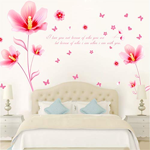 JKJND Engomadas De La Pared De La Pared De Tv Pegatinas De Pared Decorativos Pintura De Color Rosa Fragante Florido Etiqueta De La Pared Del Sofá Del Dormitorio De La Pared